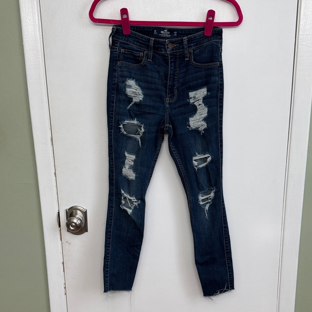 Hollister Ripped Dark Blue Skinny Jeans